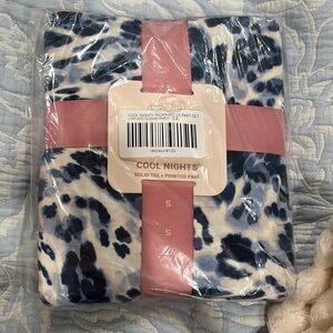 Soma Cool Nights Leopard Print Pajama Set - Navy and White